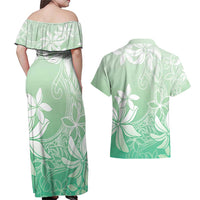 Tiare Tahiti Couples Matching Off Shoulder Maxi Dress and Hawaiian Shirt Matcha Polynesia Motifs LT05 - Polynesian Pride