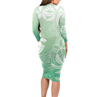 Tiare Tahiti Family Matching Long Sleeve Bodycon Dress and Hawaiian Shirt Matcha Polynesia Motifs LT05 - Polynesian Pride