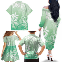 Tiare Tahiti Family Matching Off The Shoulder Long Sleeve Dress and Hawaiian Shirt Matcha Polynesia Motifs LT05 - Polynesian Pride