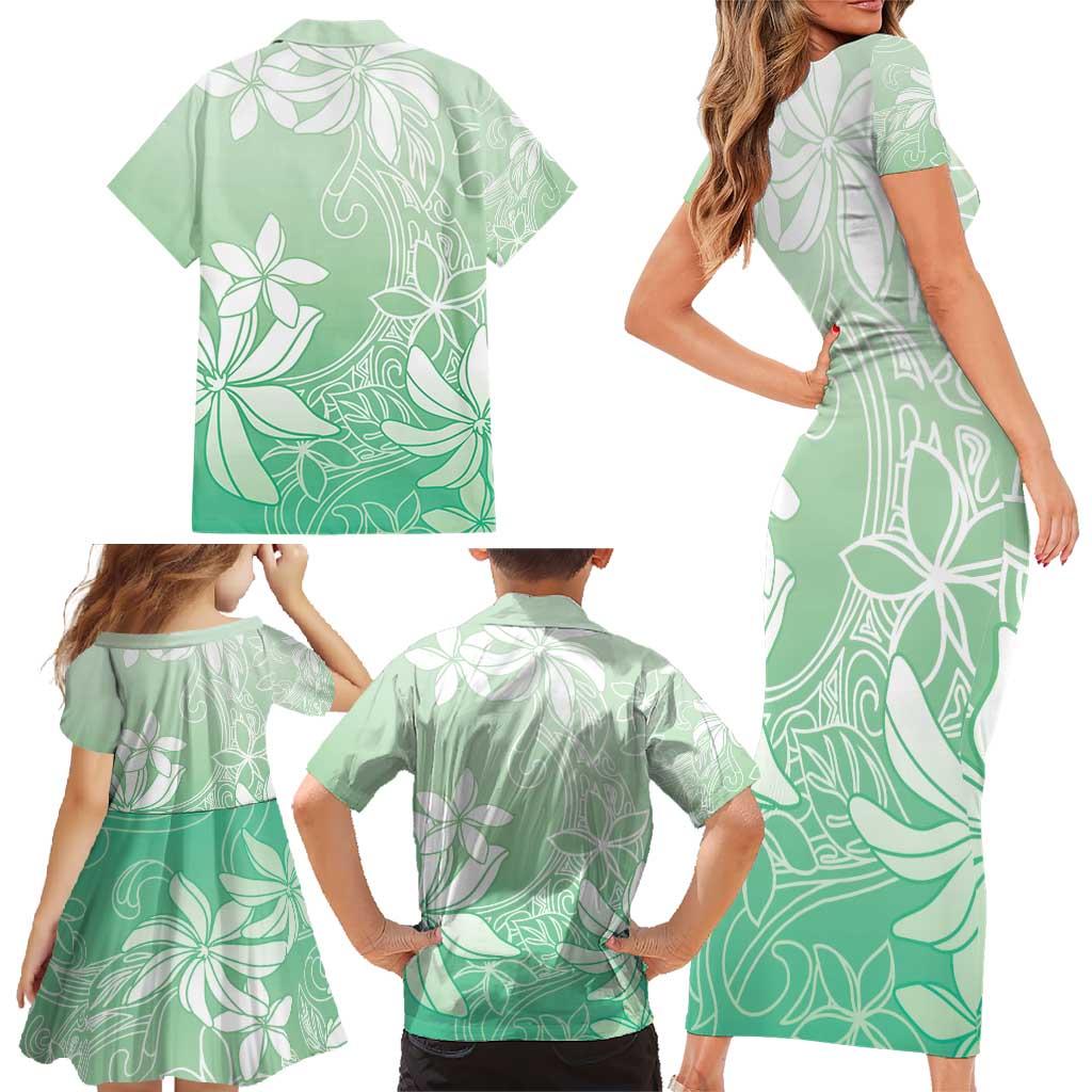 Tiare Tahiti Family Matching Short Sleeve Bodycon Dress and Hawaiian Shirt Matcha Polynesia Motifs LT05 - Polynesian Pride