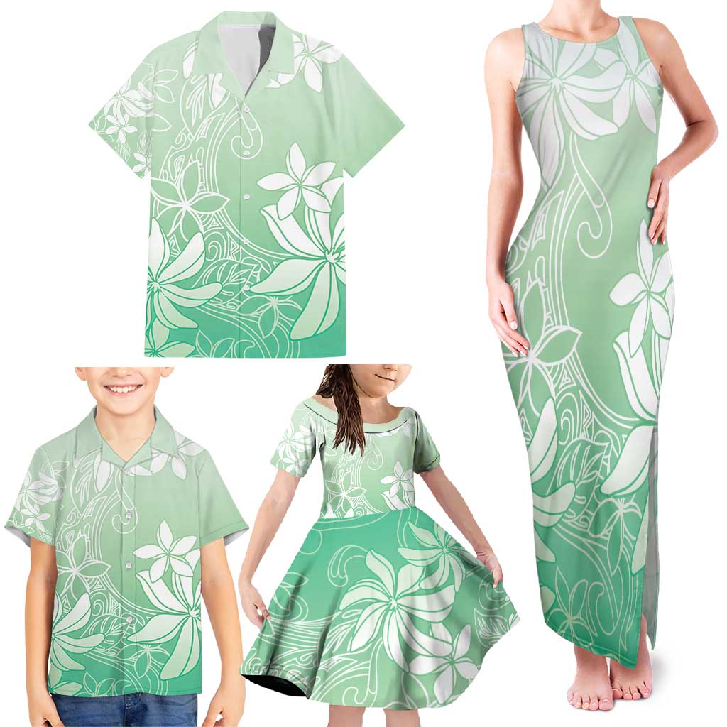Tiare Tahiti Family Matching Tank Maxi Dress and Hawaiian Shirt Matcha Polynesia Motifs LT05 - Polynesian Pride