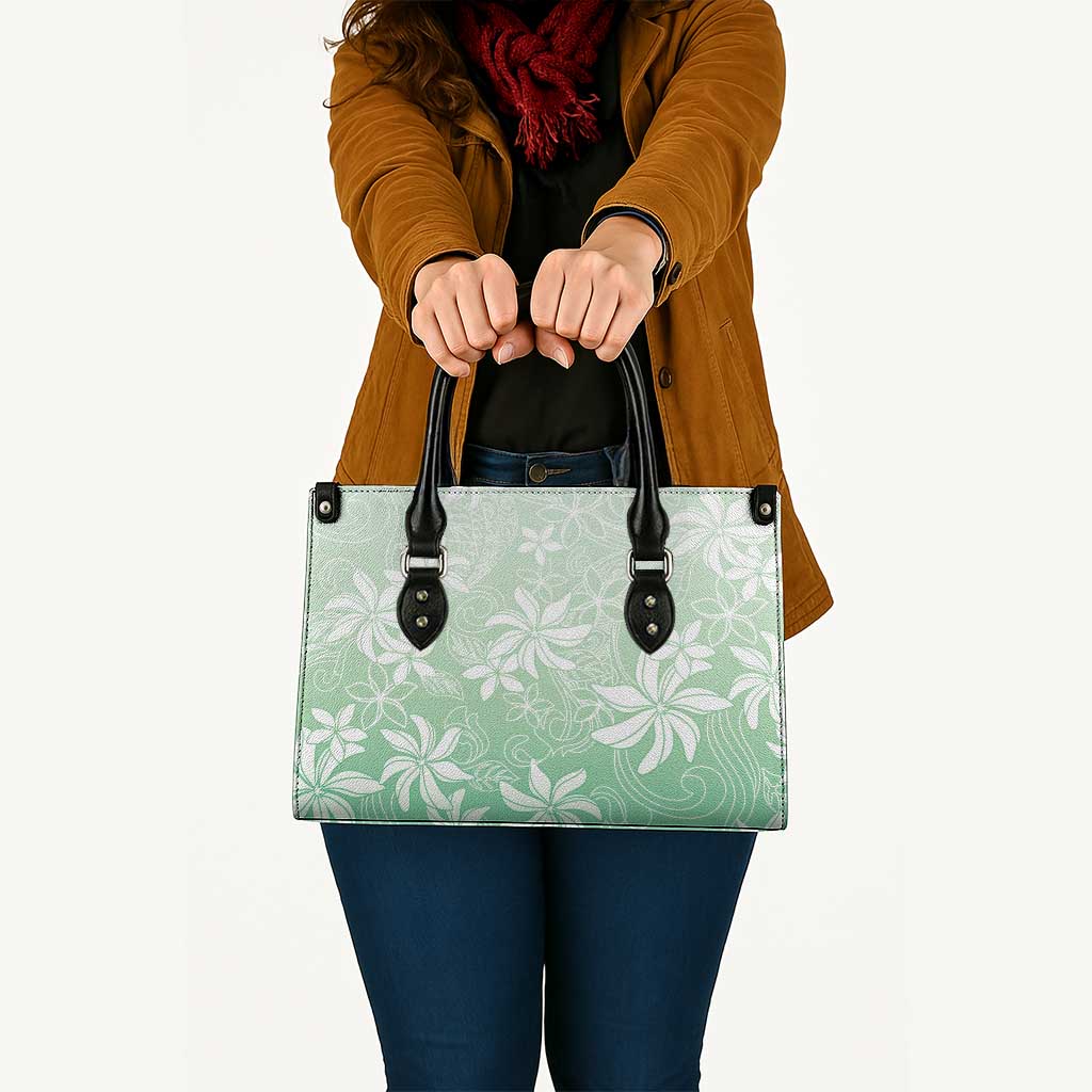 Tiare Tahiti Leather Bag Matcha Polynesia Motifs - Polynesian Pride