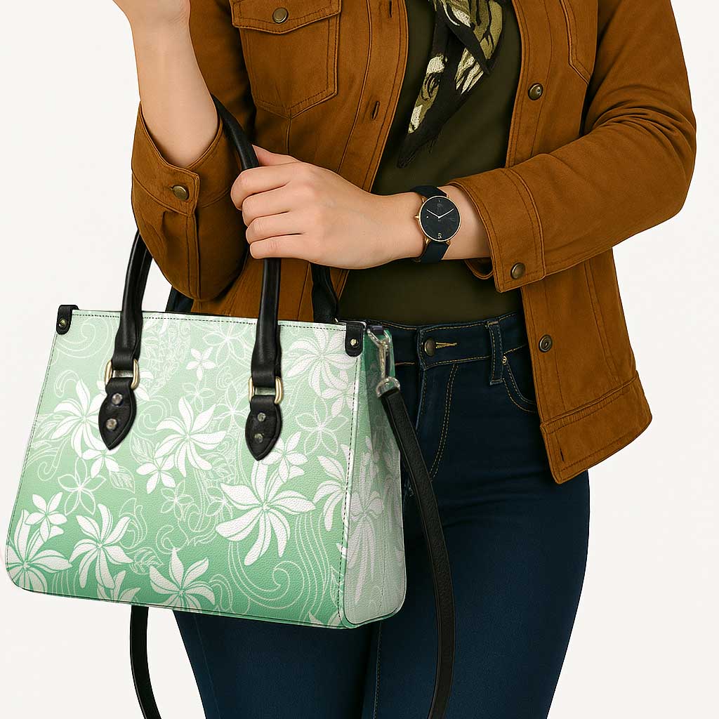 Tiare Tahiti Leather Bag Matcha Polynesia Motifs - Polynesian Pride
