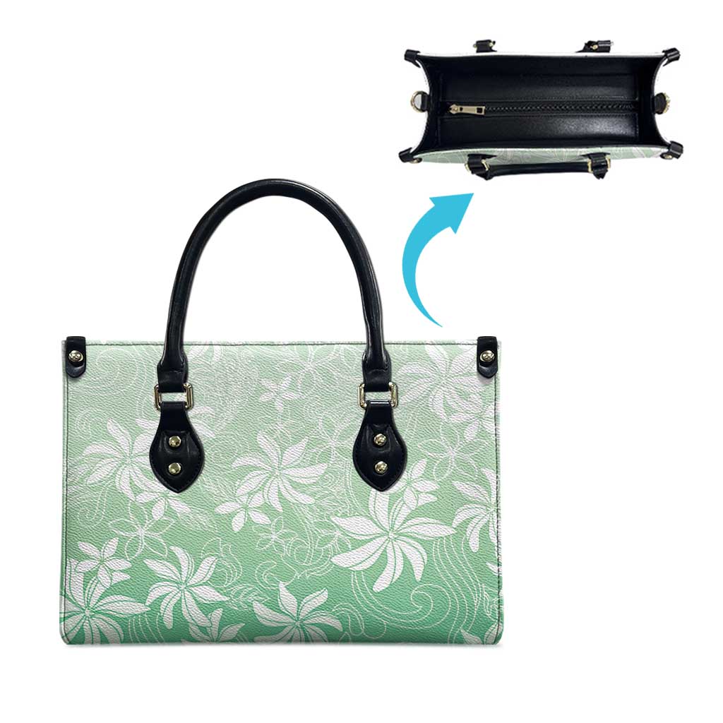 Tiare Tahiti Leather Bag Matcha Polynesia Motifs - Polynesian Pride