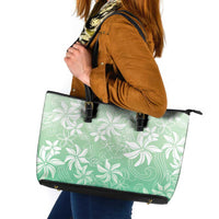 Tiare Tahiti Leather Tote Bag Matcha Polynesia Motifs - Polynesian Pride