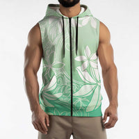 Tiare Tahiti Sleeveless Zip Hoodie Matcha Polynesia Motifs - Polynesian Pride