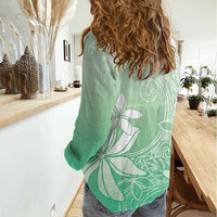 Tiare Tahiti Women Casual Shirt Matcha Polynesia Motifs LT05 - Polynesian Pride