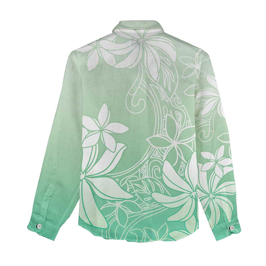 Tiare Tahiti Women Casual Shirt Matcha Polynesia Motifs LT05 - Polynesian Pride