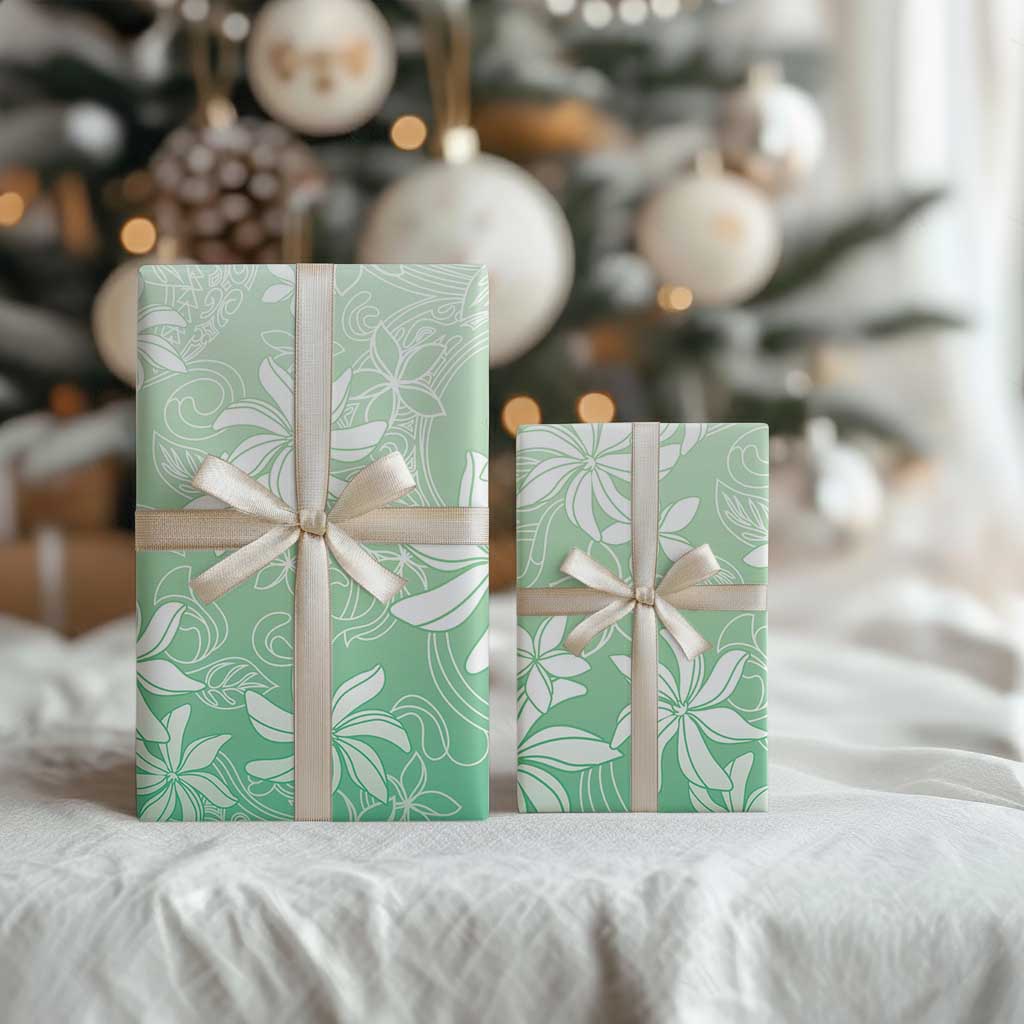 Tiare Tahiti Wrapping Paper Matcha Polynesia Motifs - Polynesian Pride