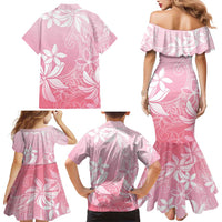 Tiare Tahiti Family Matching Mermaid Dress and Hawaiian Shirt Pink Polynesia Motifs LT05 - Polynesian Pride