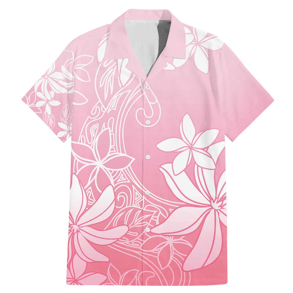 Tiare Tahiti Family Matching Mermaid Dress and Hawaiian Shirt Pink Polynesia Motifs LT05 Dad's Shirt - Short Sleeve Pink - Polynesian Pride
