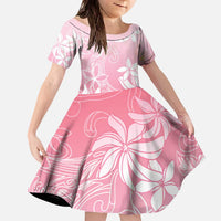 Tiare Tahiti Family Matching Off The Shoulder Long Sleeve Dress and Hawaiian Shirt Pink Polynesia Motifs LT05 Daughter's Dress Pink - Polynesian Pride