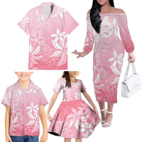 Tiare Tahiti Family Matching Off The Shoulder Long Sleeve Dress and Hawaiian Shirt Pink Polynesia Motifs LT05 - Polynesian Pride