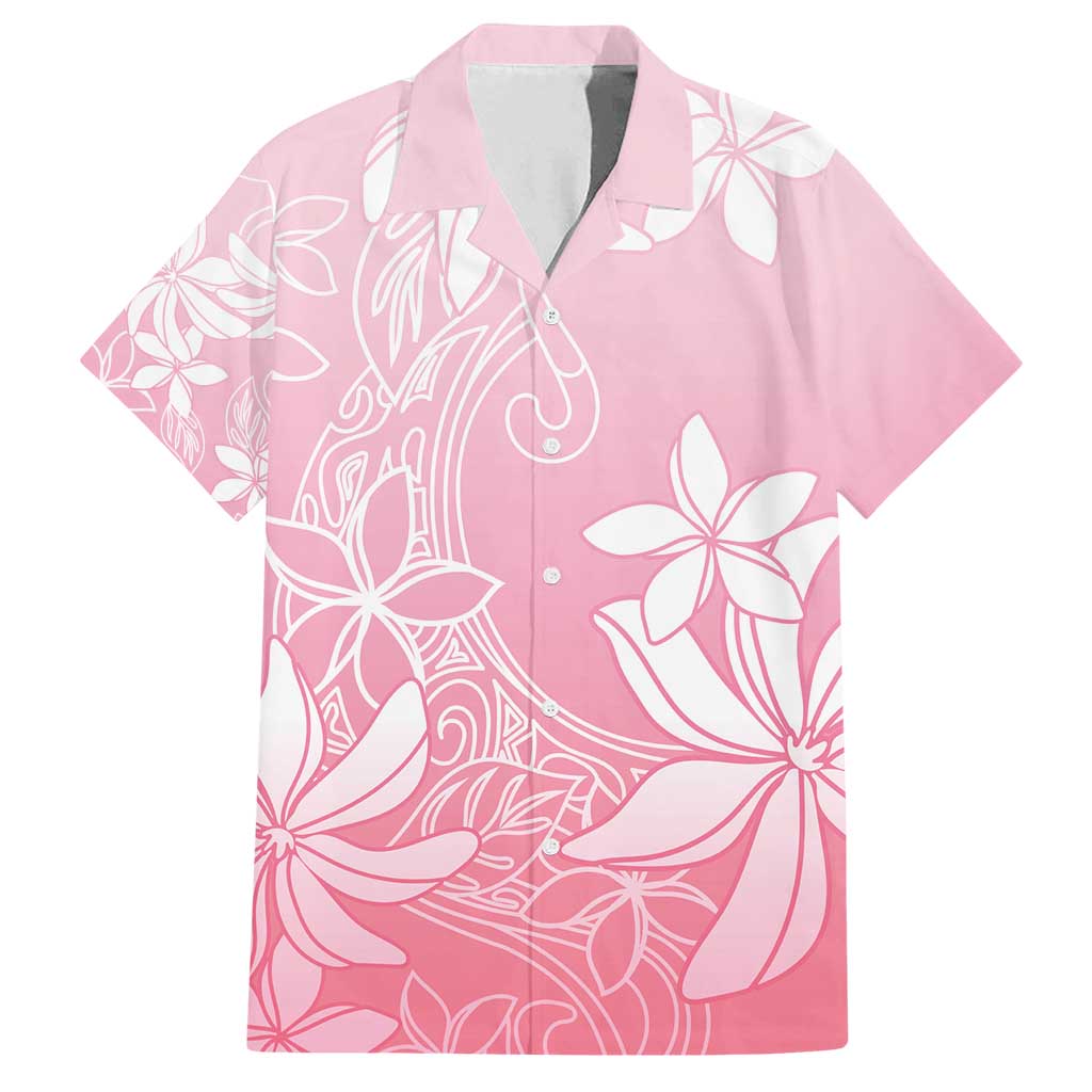 Tiare Tahiti Family Matching Off Shoulder Maxi Dress and Hawaiian Shirt Pink Polynesia Motifs - Polynesian Pride