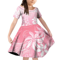 Tiare Tahiti Family Matching Off Shoulder Short Dress and Hawaiian Shirt Pink Polynesia Motifs LT05 Daughter's Dress Pink - Polynesian Pride