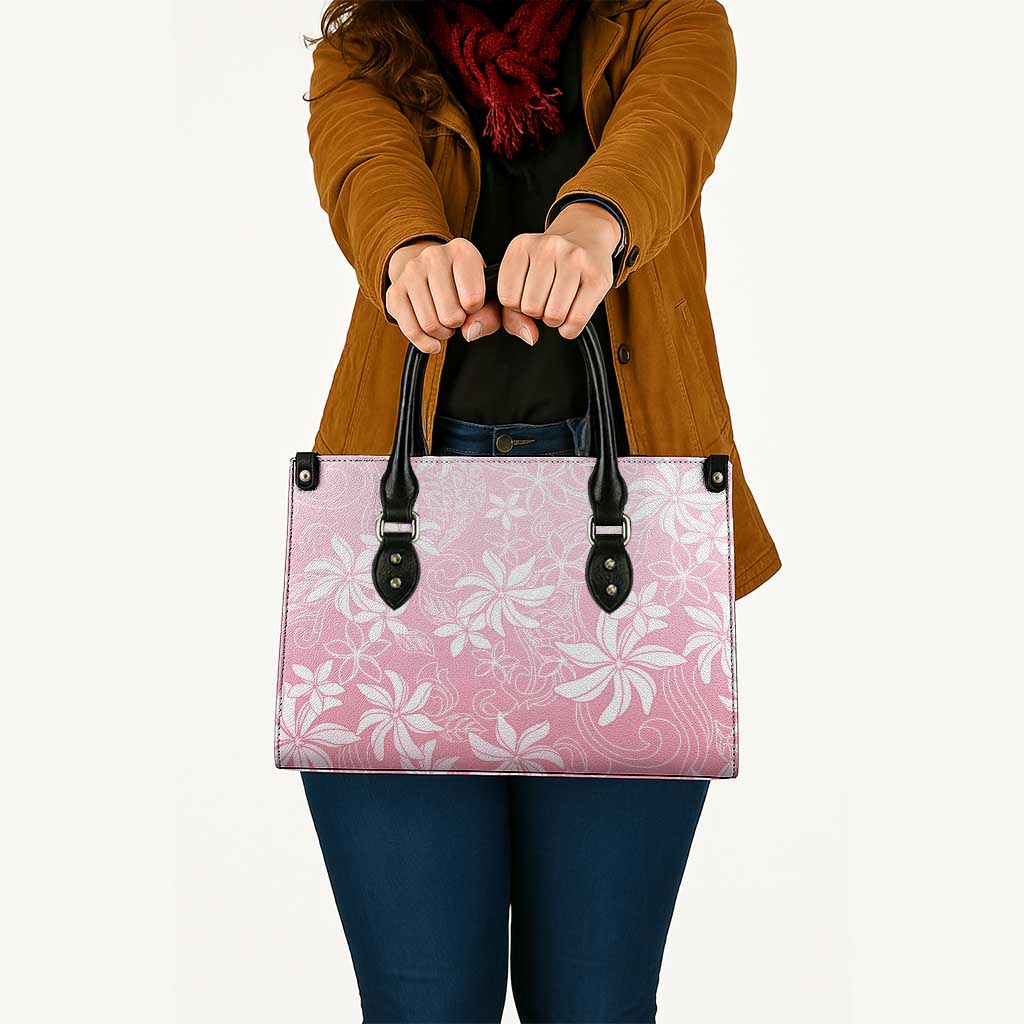 Tiare Tahiti Leather Bag Pink Polynesia Motifs LT05 - Polynesian Pride