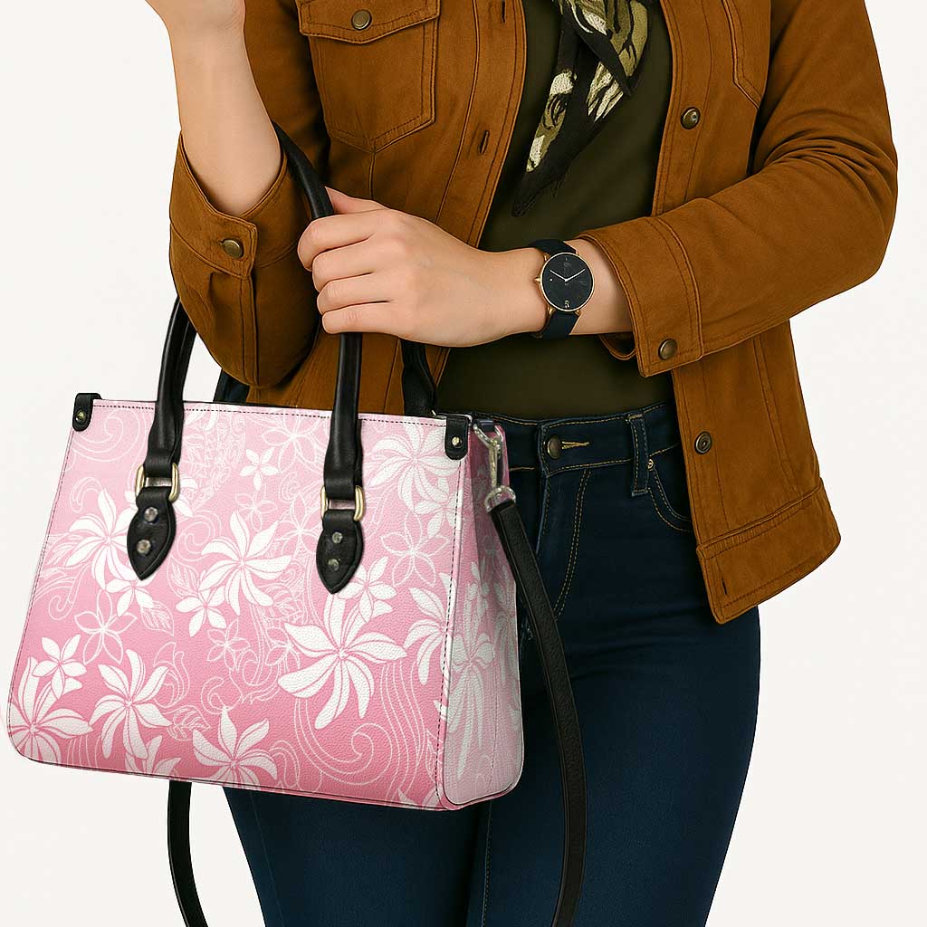 Tiare Tahiti Leather Bag Pink Polynesia Motifs LT05 - Polynesian Pride
