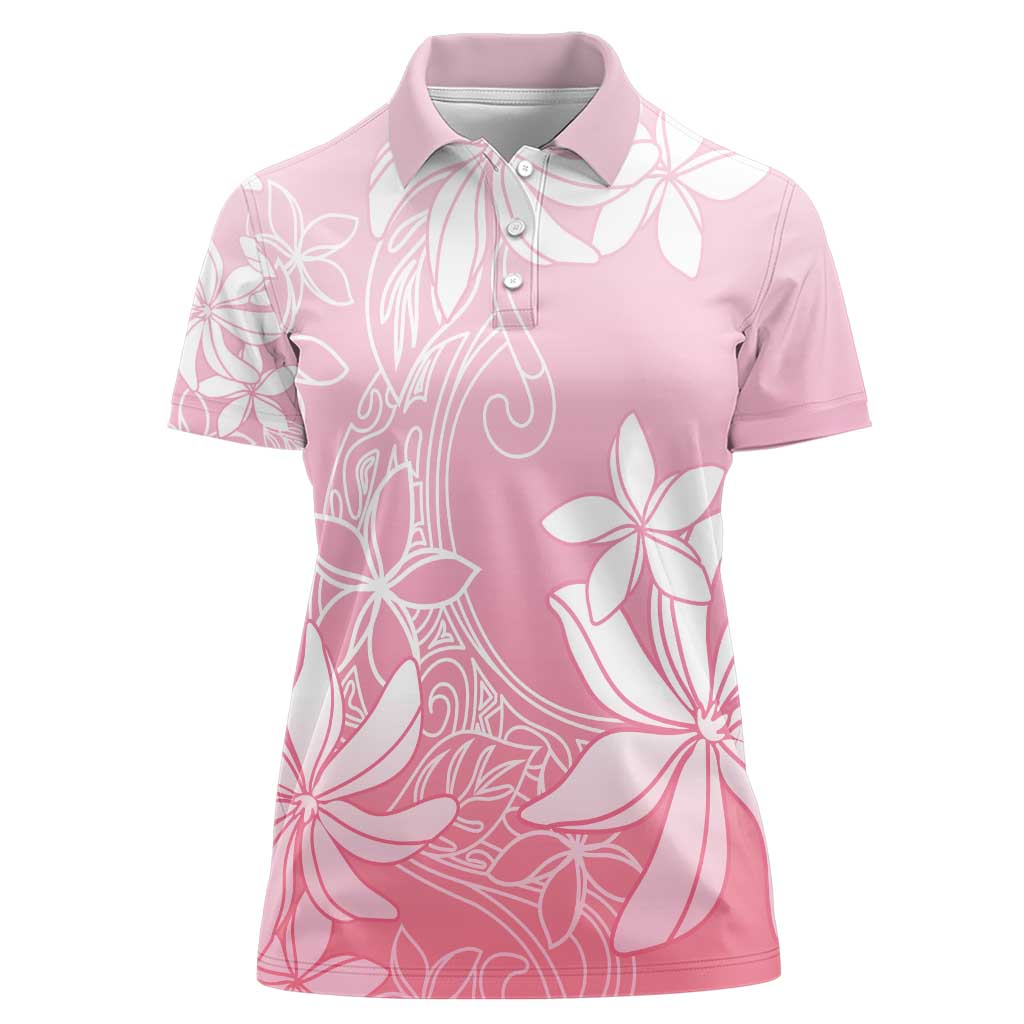 Tiare Tahiti Women Polo Shirt Pink Polynesia Motifs LT05 Female Pink - Polynesian Pride