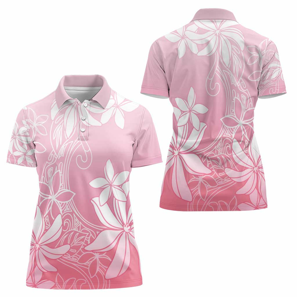Tiare Tahiti Women Polo Shirt Pink Polynesia Motifs LT05 - Polynesian Pride