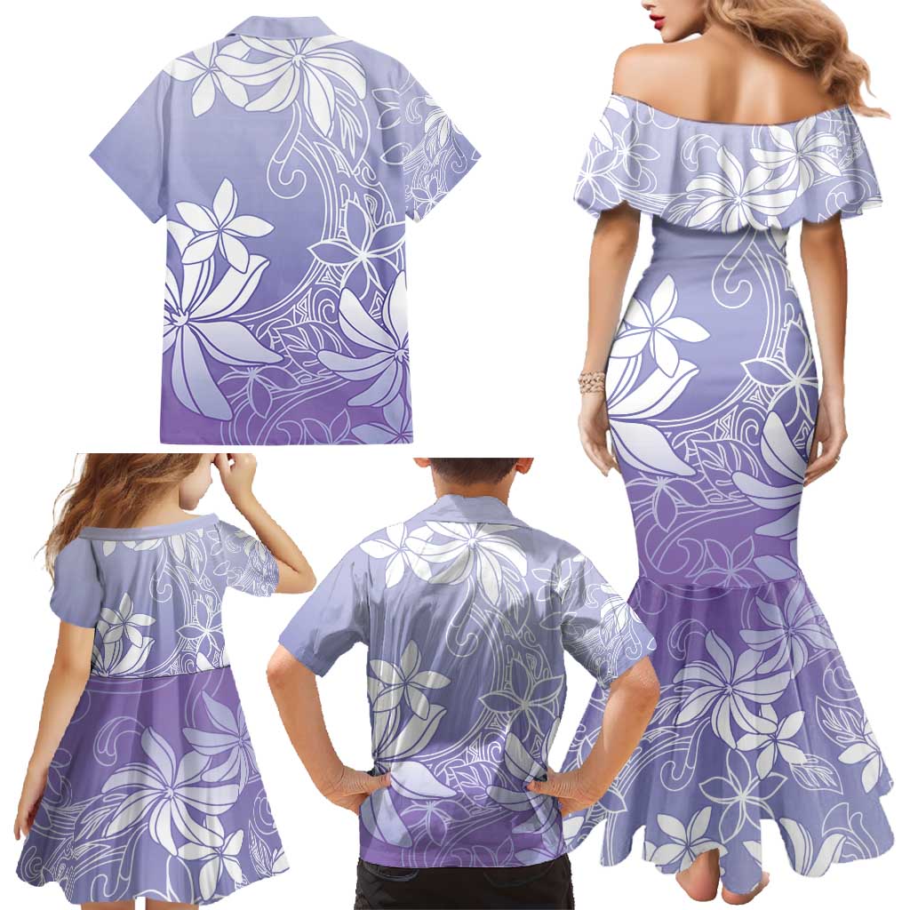 Tiare Tahiti Family Matching Mermaid Dress and Hawaiian Shirt Purple Polynesia Motifs LT05 - Polynesian Pride