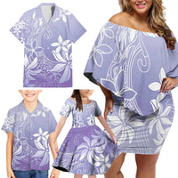 Tiare Tahiti Family Matching Off Shoulder Short Dress and Hawaiian Shirt Purple Polynesia Motifs LT05 - Polynesian Pride