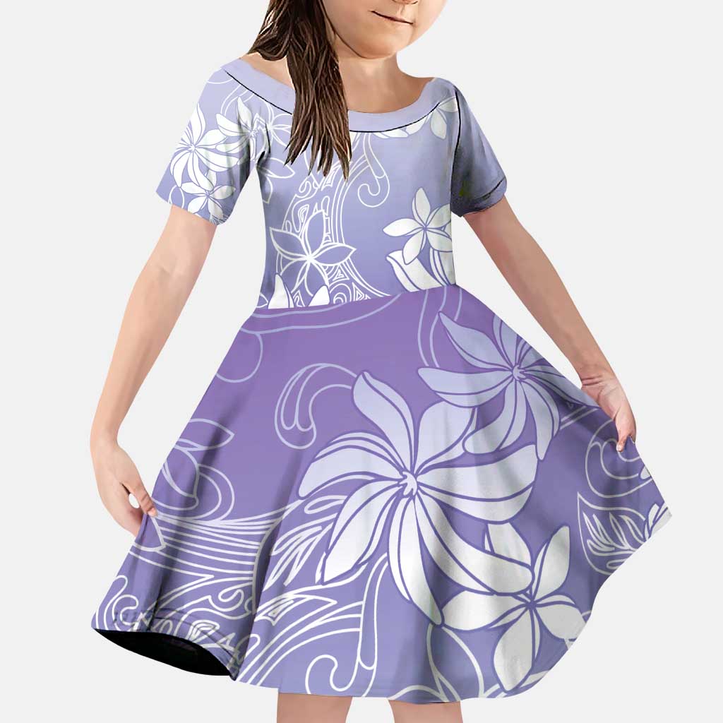 Tiare Tahiti Family Matching Puletasi and Hawaiian Shirt Purple Polynesia Motifs LT05 Daughter's Dress Purple - Polynesian Pride