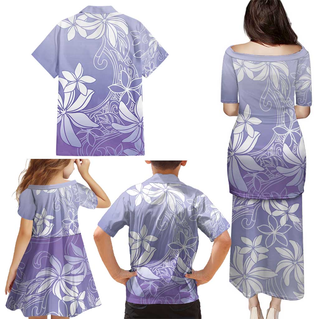 Tiare Tahiti Family Matching Puletasi and Hawaiian Shirt Purple Polynesia Motifs LT05 - Polynesian Pride