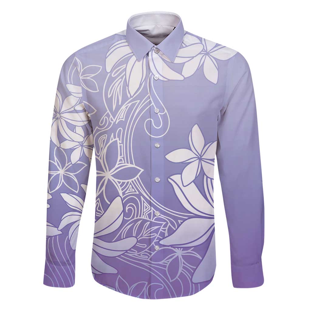 Tiare Tahiti Family Matching Puletasi and Hawaiian Shirt Purple Polynesia Motifs LT05 Dad's Shirt - Long Sleeve Purple - Polynesian Pride