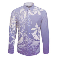 Tiare Tahiti Family Matching Puletasi and Hawaiian Shirt Purple Polynesia Motifs LT05 Dad's Shirt - Long Sleeve Purple - Polynesian Pride