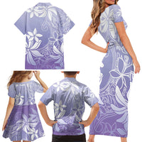Tiare Tahiti Family Matching Short Sleeve Bodycon Dress and Hawaiian Shirt Purple Polynesia Motifs LT05 - Polynesian Pride