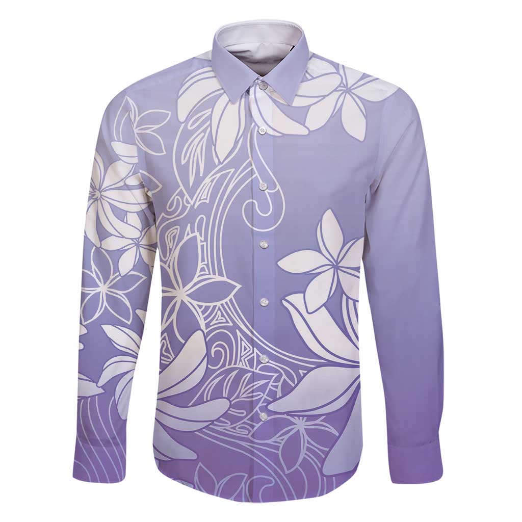 Tiare Tahiti Family Matching Summer Maxi Dress and Hawaiian Shirt Purple Polynesia Motifs LT05 Dad's Shirt - Long Sleeve Purple - Polynesian Pride