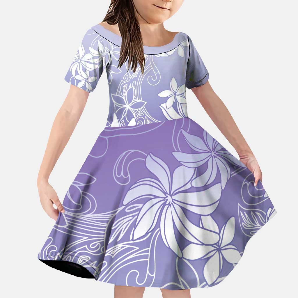 Tiare Tahiti Family Matching Tank Maxi Dress and Hawaiian Shirt Purple Polynesia Motifs LT05 Daughter's Dress Purple - Polynesian Pride