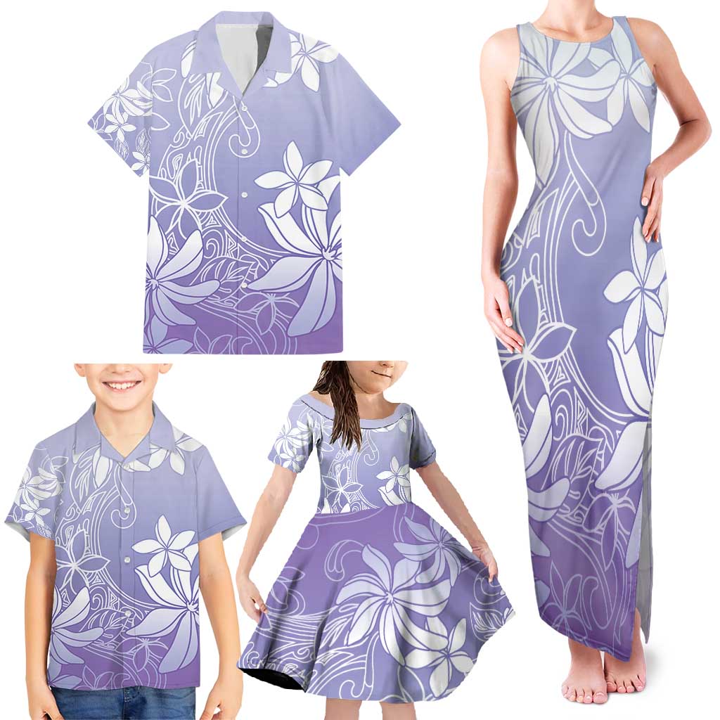 Tiare Tahiti Family Matching Tank Maxi Dress and Hawaiian Shirt Purple Polynesia Motifs LT05 - Polynesian Pride