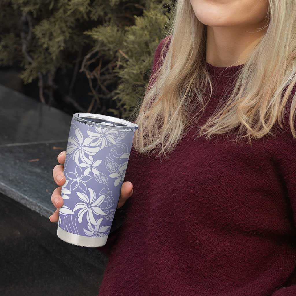 Tiare Tahiti Tumbler Cup Purple Polynesia Motifs - Polynesian Pride