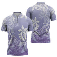 Tiare Tahiti Zipper Polo Shirt Purple Polynesia Motifs - Polynesian Pride