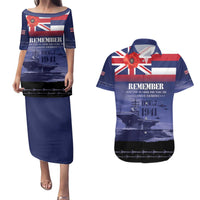 Hawaii Pearl Harbor Remembrance Day Couples Matching Puletasi and Hawaiian Shirt Flag Style