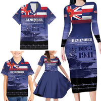 Hawaii Pearl Harbor Remembrance Day Family Matching Long Sleeve Bodycon Dress and Hawaiian Shirt Flag Style LT05 - Polynesian Pride