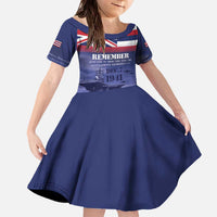 Hawaii Pearl Harbor Remembrance Day Family Matching Off The Shoulder Long Sleeve Dress and Hawaiian Shirt Flag Style LT05 Daughter's Dress Blue - Polynesian Pride