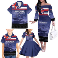Hawaii Pearl Harbor Remembrance Day Family Matching Off The Shoulder Long Sleeve Dress and Hawaiian Shirt Flag Style LT05 - Polynesian Pride