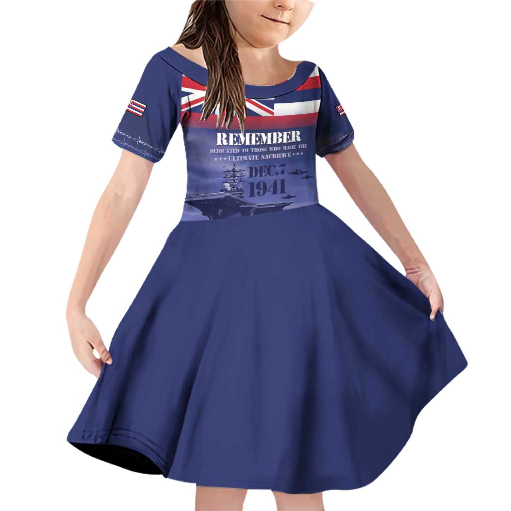 Hawaii Pearl Harbor Remembrance Day Family Matching Off Shoulder Short Dress and Hawaiian Shirt Flag Style