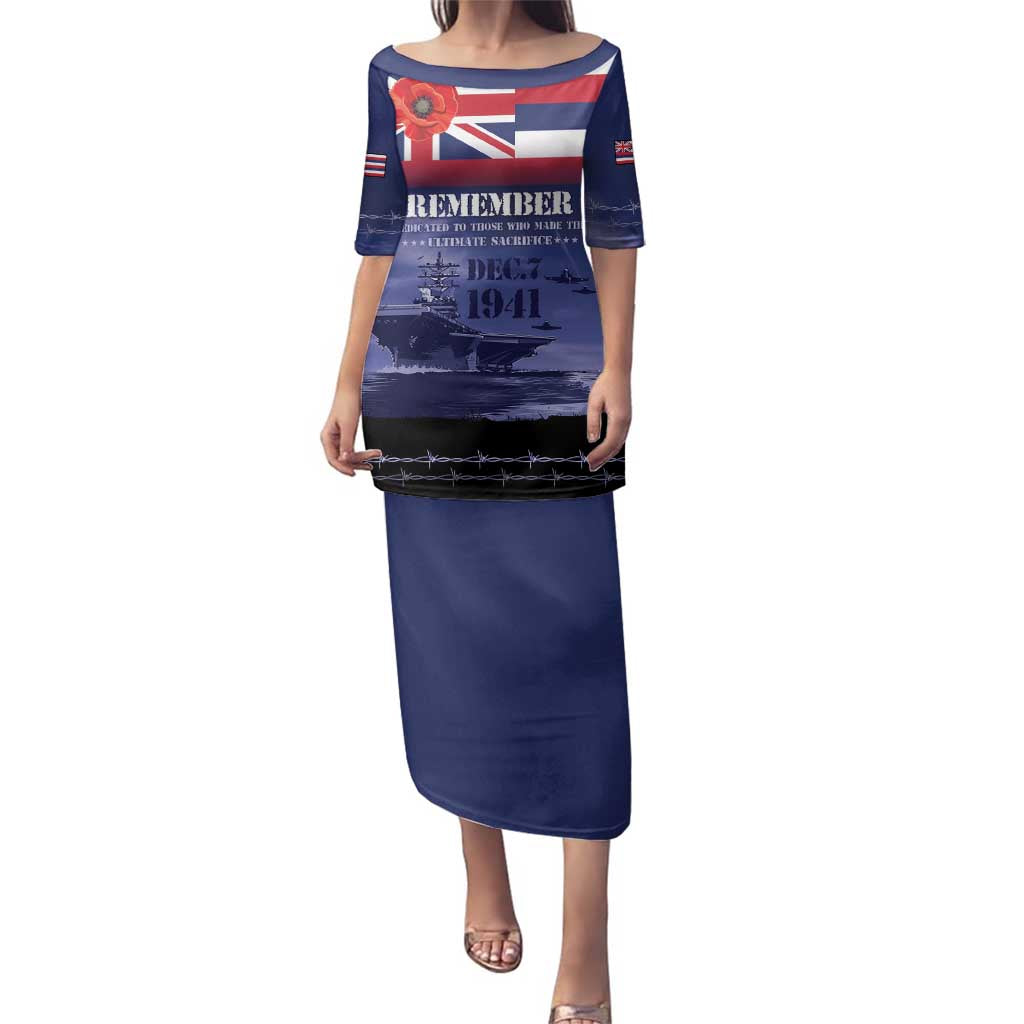 Hawaii Pearl Harbor Remembrance Day Family Matching Puletasi and Hawaiian Shirt Flag Style
