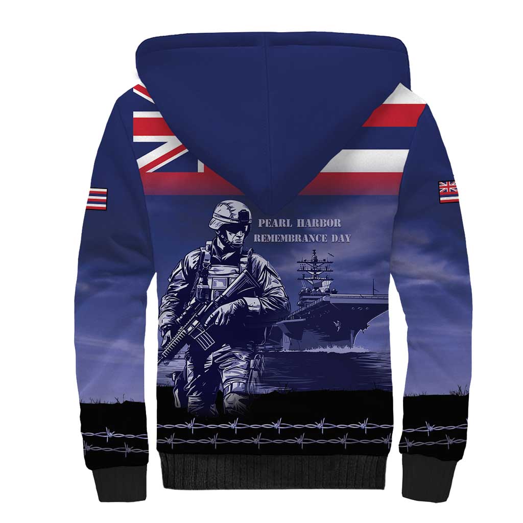 Hawaii Pearl Harbor Remembrance Day Sherpa Hoodie Flag Style