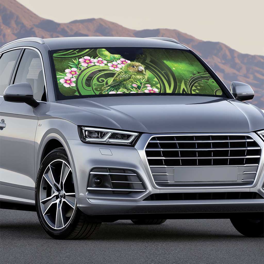 New Zealand Aotearoa Kakapo Auto Sun Shade Maori Pattern With Manuka Galaxy Style - Polynesian Pride