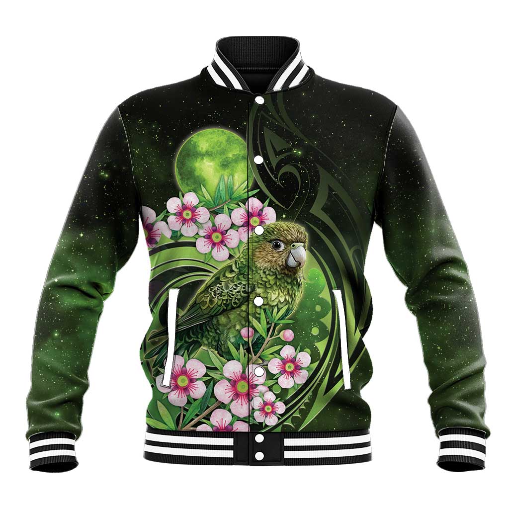 New Zealand Aotearoa Kakapo Baseball Jacket Maori Pattern With Manuka Galaxy Style - Polynesian Pride