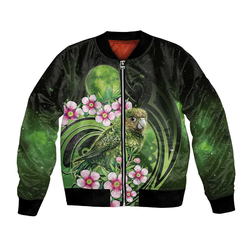 New Zealand Aotearoa Kakapo Bomber Jacket Maori Pattern With Manuka Galaxy Style - Polynesian Pride