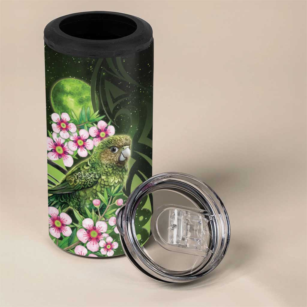 New Zealand Aotearoa Kakapo 4 in 1 Can Cooler Tumbler Maori Pattern With Manuka Galaxy Style - Polynesian Pride
