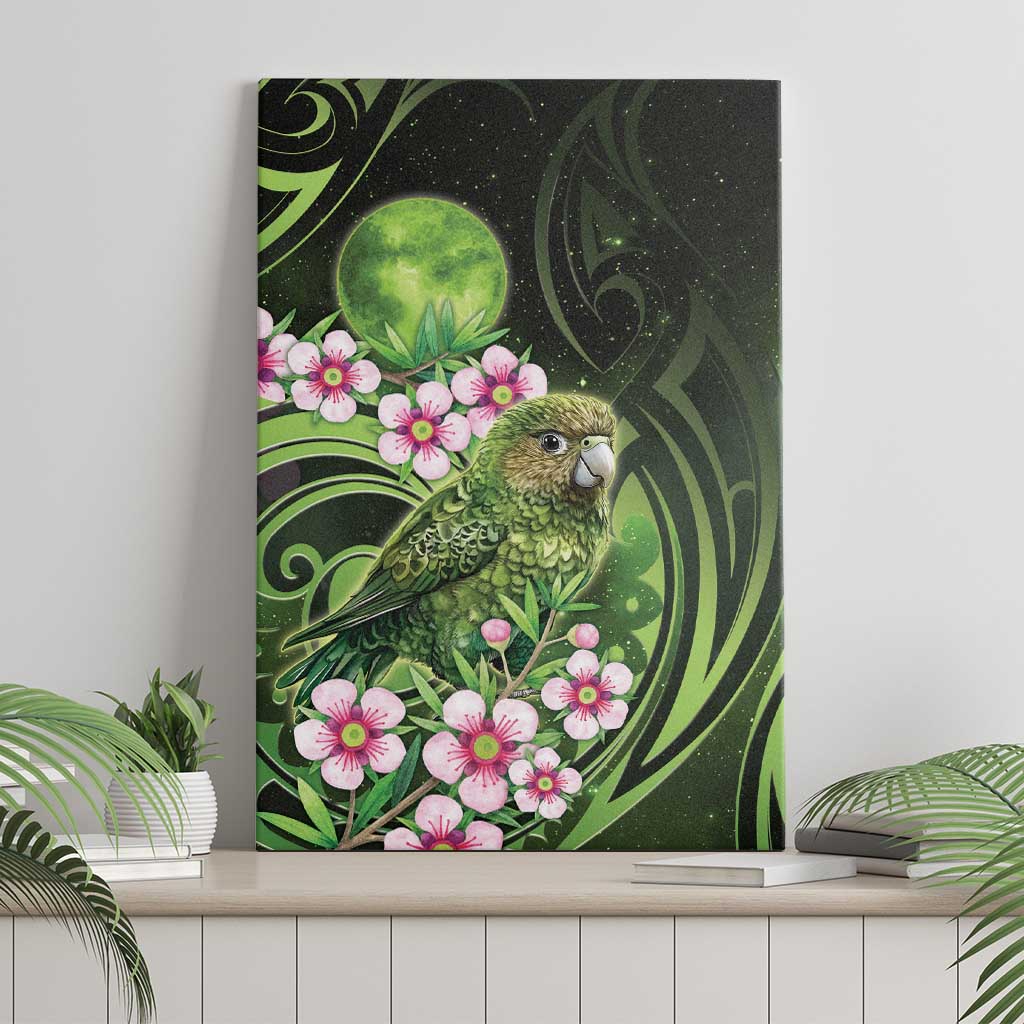 New Zealand Aotearoa Kakapo Canvas Wall Art Maori Pattern With Manuka Galaxy Style - Polynesian Pride