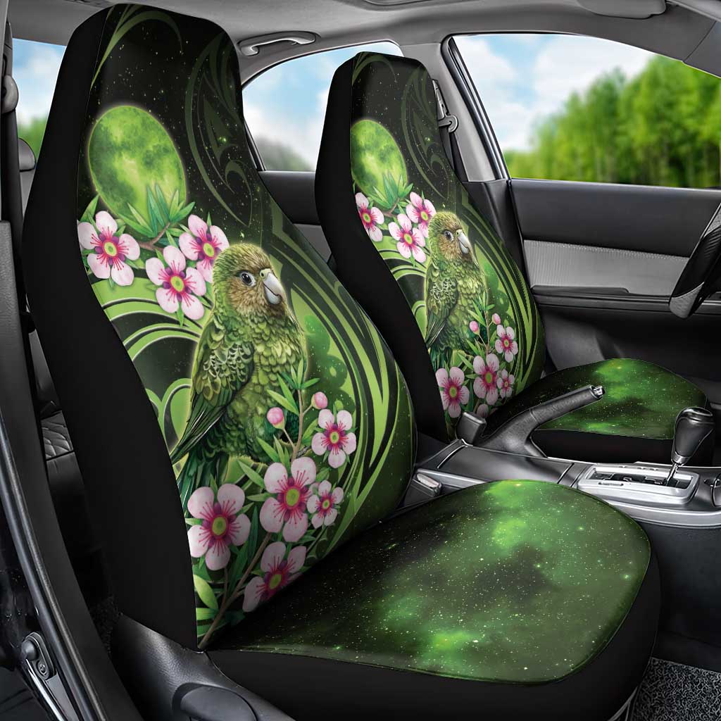 New Zealand Aotearoa Kakapo Car Seat Cover Maori Pattern With Manuka Galaxy Style - Polynesian Pride