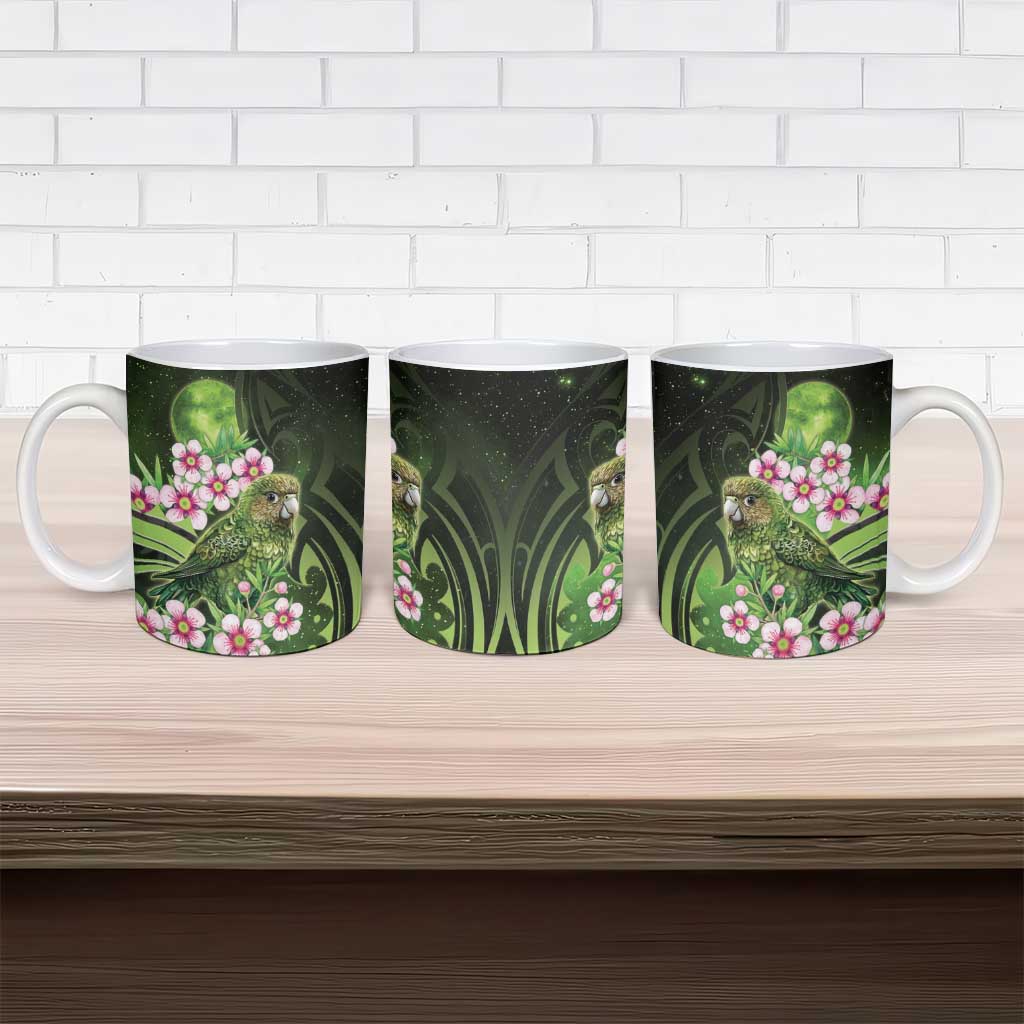 New Zealand Aotearoa Kakapo Ceramic Mug Maori Pattern With Manuka Galaxy Style - Polynesian Pride