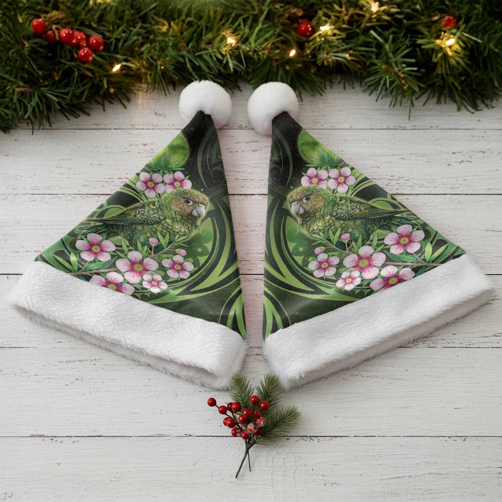 New Zealand Aotearoa Kakapo Christmas Santa Hat Maori Pattern With Manuka Galaxy Style - Polynesian Pride